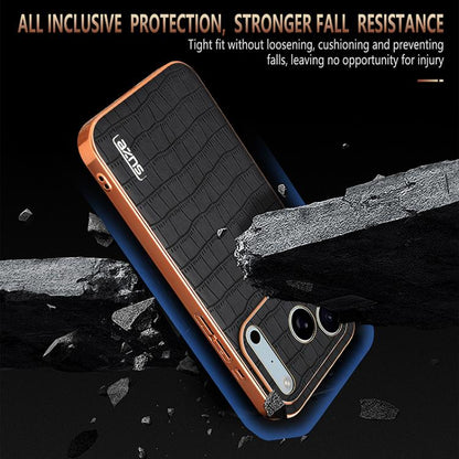 AZNS Electroplated Frame Crocodile Texture Full Coverage Phone Case