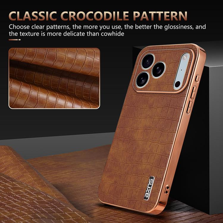 AZNS Electroplated Frame Crocodile Texture Full Coverage Phone Case