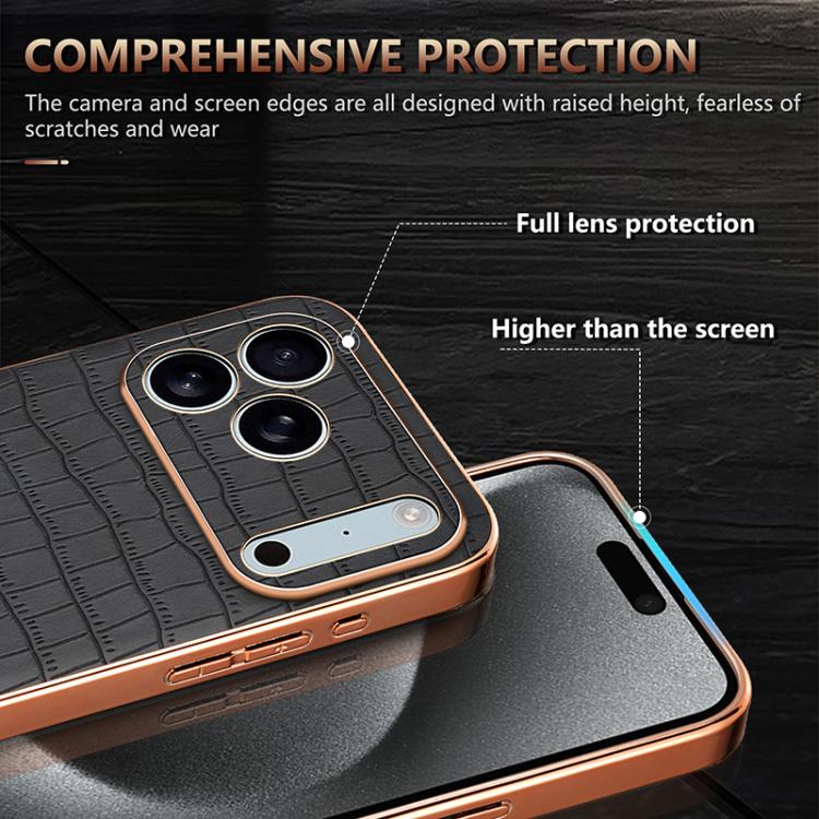 AZNS Electroplated Frame Crocodile Texture Full Coverage Phone Case