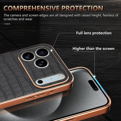 AZNS Electroplated Frame Crocodile Texture Full Coverage Phone Case