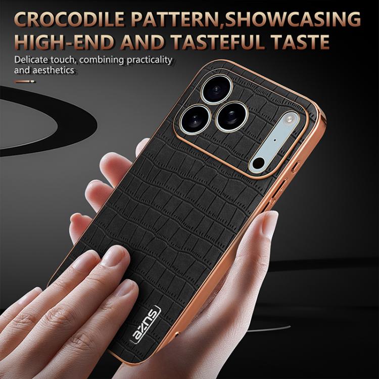 AZNS Electroplated Frame Crocodile Texture Full Coverage Phone Case