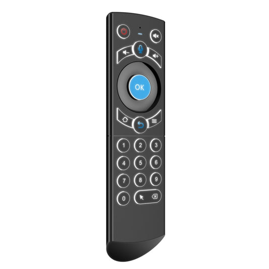 ماوس هوائي G21 بتردد 2.4 جيجاهرتز، لوحة مفاتيح لاسلكية بإضاءة خلفية LED، جهاز تحكم عن بعد مزود بجيروسكوب، متوافق مع أجهزة Android TV Box / الكمبيوتر، يدعم التحكم الصوتي الذكي، لون أزرق