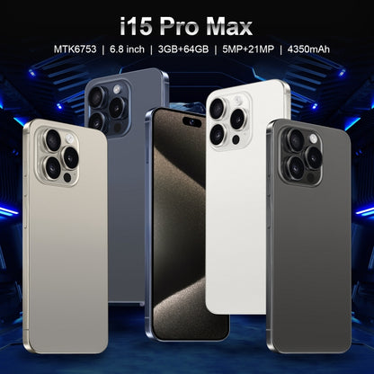 VD1 / i15 Pro Max, écran de 6,8 pouces, reconnaissance faciale, Android 10.0 MTK6753 Octa Core, Réseau : 4G, Double SIM, 3 Go + 64 Go