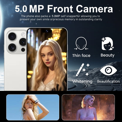 VD1 / i15 Pro Max, écran de 6,8 pouces, reconnaissance faciale, Android 10.0 MTK6753 Octa Core, Réseau : 4G, Double SIM, 3 Go + 64 Go
