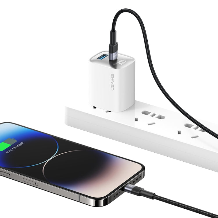 USAMS SJ729 30W USB-C/Type-C to 8 Pin Aluminum Alloy Data Cable, Length: 1.2m, SJ729
