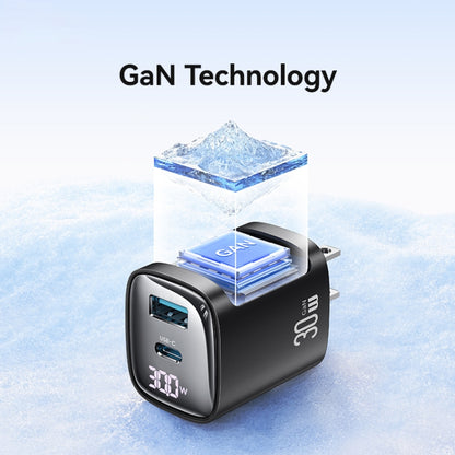 USAMS CC230 30W USB+USB-C / Type-C Dual Port GaN Digital Display Charger, Specifications: US Plug, CC230