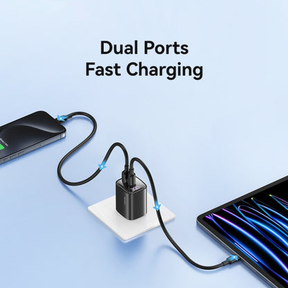 USAMS CC230 30W USB+USB-C / Type-C Dual Port GaN Digital Display Charger, Specifications: US Plug, CC230