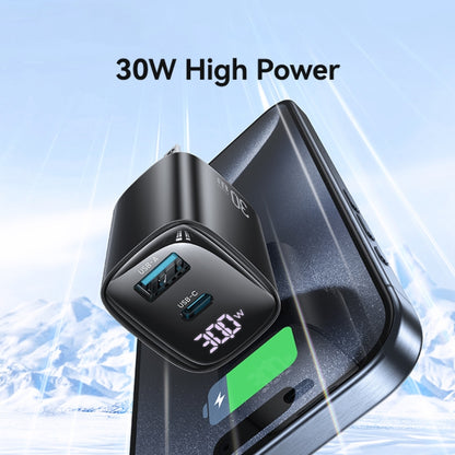 USAMS CC230 30W USB+USB-C / Type-C Dual Port GaN Digital Display Charger, Specifications: US Plug, CC230