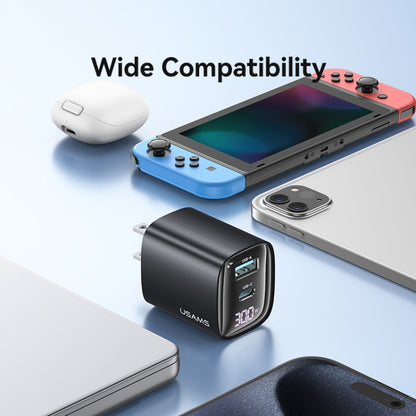 USAMS CC230 30W USB+USB-C / Type-C Dual Port GaN Digital Display Charger, Specifications: US Plug, CC230
