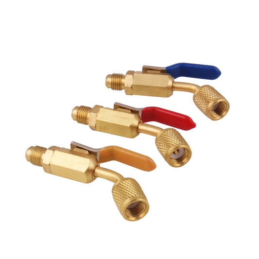 6 in 1 Car Air Conditioning Refrigerant Angled Compact Ball Valve for HVAC / AC Air Conditioning Maintenance, AG001-G