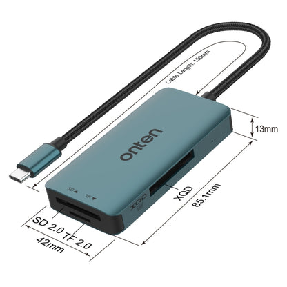 Onten C13 3 in 1 USB-C / Type-C to XQD & SD & TF Card Reader, C13