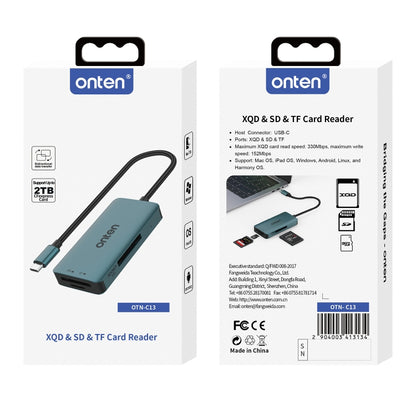 Onten C13 3 in 1 USB-C / Type-C to XQD & SD & TF Card Reader, C13