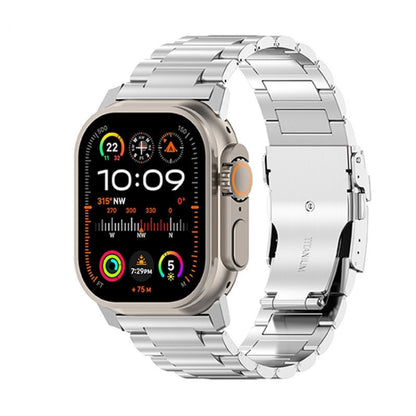 26mm Safety Buckle Titanium Alloy Watch Band, For Apple Watch SE 2023 44mm, For Apple Watch Ultra 2 49mm, For Apple Watch Series 9 45mm, For Apple Watch Ultra 49mm, For Apple Watch Series 8 45mm, For Apple Watch SE 2022 44mm, For Apple Watch Series 7 4...