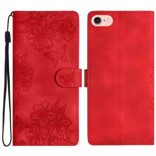 Cherry Blossom Butterfly Skin Feel Embossed PU Phone Case, For iPhone 16e / 17e, For iPhone 17 Pro Max, For iPhone 17 Pro, For iPhone 17, For iPhone Air, For iPhone 16 Pro Max, For iPhone 16 Pro, For iPhone 16 Plus, For iPhone 16, For iPhone 15 Pro Max...