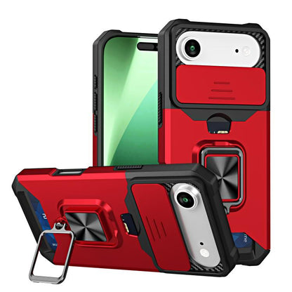 Camera Shield Card Slot PC+TPU Phone Case, For iPhone 18 Pro / 17 Pro, For iPhone 18 Pro Max / 17 Pro Max, For iPhone Air, For iPhone 16 Pro Max, For iPhone 16 Pro, For iPhone 16 Plus, For iPhone 16