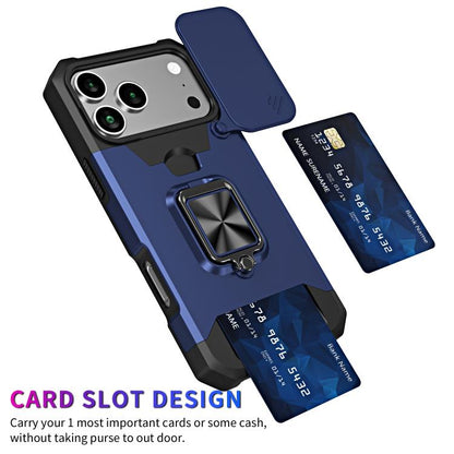 Camera Shield Card Slot PC+TPU Phone Case, For iPhone 18 Pro / 17 Pro, For iPhone 18 Pro Max / 17 Pro Max, For iPhone Air, For iPhone 16 Pro Max, For iPhone 16 Pro, For iPhone 16 Plus, For iPhone 16