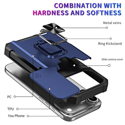 Camera Shield Card Slot PC+TPU Phone Case, For iPhone 18 Pro / 17 Pro, For iPhone 18 Pro Max / 17 Pro Max, For iPhone Air, For iPhone 16 Pro Max, For iPhone 16 Pro, For iPhone 16 Plus, For iPhone 16