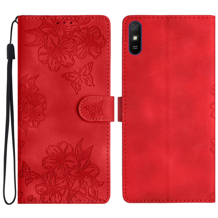 Cherry Blossom Butterfly Skin Feel Embossed PU Phone Case, For Xiaomi Redmi 10, For Xiaomi Redmi Note 10 5G, For Xiaomi Redmi Note 10S, For Xiaomi Redmi Note 10 Pro Max, For Xiaomi Redmi Note 10 Pro, For Xiaomi Redmi Note 10 4G                         ...
