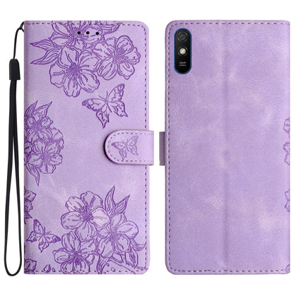 Cherry Blossom Butterfly Skin Feel Embossed PU Phone Case, For Xiaomi Redmi 10, For Xiaomi Redmi Note 10 5G, For Xiaomi Redmi Note 10S, For Xiaomi Redmi Note 10 Pro Max, For Xiaomi Redmi Note 10 Pro, For Xiaomi Redmi Note 10 4G                         ...