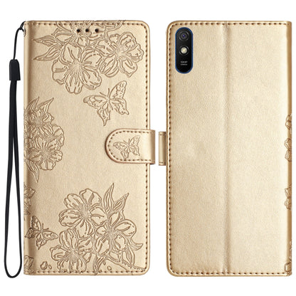 Cherry Blossom Butterfly Skin Feel Embossed PU Phone Case, For Xiaomi Redmi 10, For Xiaomi Redmi Note 10 5G, For Xiaomi Redmi Note 10S, For Xiaomi Redmi Note 10 Pro Max, For Xiaomi Redmi Note 10 Pro, For Xiaomi Redmi Note 10 4G                         ...