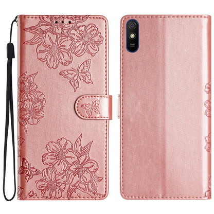 Cherry Blossom Butterfly Skin Feel Embossed PU Phone Case, For Xiaomi Redmi 10, For Xiaomi Redmi Note 10 5G, For Xiaomi Redmi Note 10S, For Xiaomi Redmi Note 10 Pro Max, For Xiaomi Redmi Note 10 Pro, For Xiaomi Redmi Note 10 4G                         ...