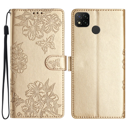 Cherry Blossom Butterfly Skin Feel Embossed PU Phone Case, For Xiaomi Redmi 10, For Xiaomi Redmi Note 10 5G, For Xiaomi Redmi Note 10S, For Xiaomi Redmi Note 10 Pro Max, For Xiaomi Redmi Note 10 Pro, For Xiaomi Redmi Note 10 4G                         ...