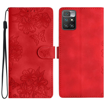 Cherry Blossom Butterfly Skin Feel Embossed PU Phone Case, For Xiaomi Redmi 10, For Xiaomi Redmi Note 10 5G, For Xiaomi Redmi Note 10S, For Xiaomi Redmi Note 10 Pro Max, For Xiaomi Redmi Note 10 Pro, For Xiaomi Redmi Note 10 4G                         ...