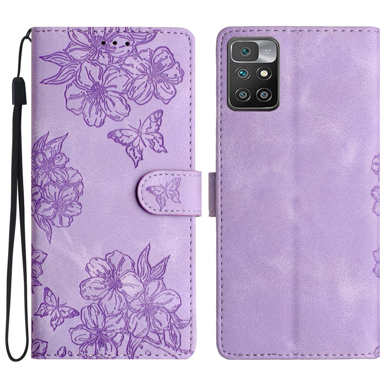 Cherry Blossom Butterfly Skin Feel Embossed PU Phone Case, For Xiaomi Redmi 10, For Xiaomi Redmi Note 10 5G, For Xiaomi Redmi Note 10S, For Xiaomi Redmi Note 10 Pro Max, For Xiaomi Redmi Note 10 Pro, For Xiaomi Redmi Note 10 4G                         ...