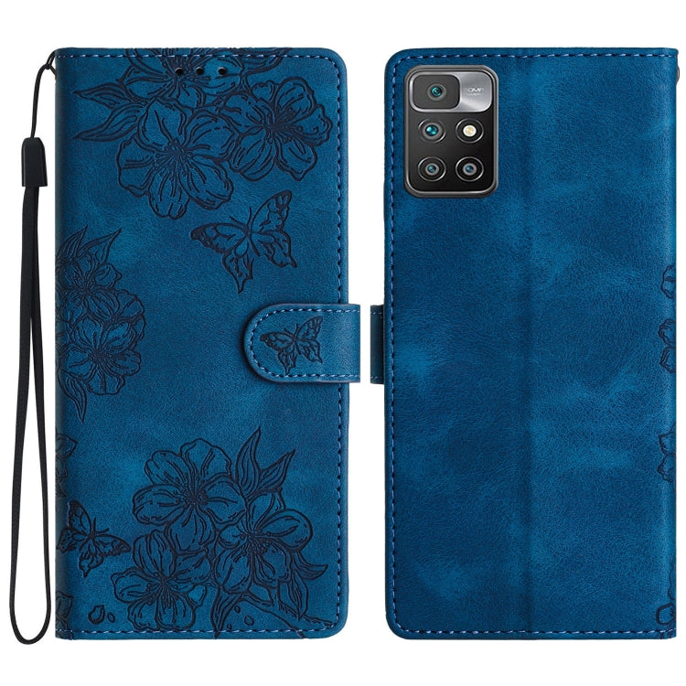 Cherry Blossom Butterfly Skin Feel Embossed PU Phone Case, For Xiaomi Redmi 10, For Xiaomi Redmi Note 10 5G, For Xiaomi Redmi Note 10S, For Xiaomi Redmi Note 10 Pro Max, For Xiaomi Redmi Note 10 Pro, For Xiaomi Redmi Note 10 4G                         ...