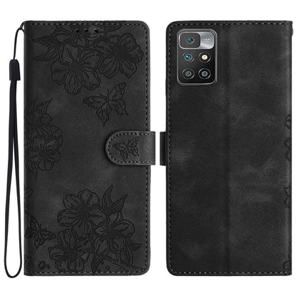 Cherry Blossom Butterfly Skin Feel Embossed PU Phone Case, For Xiaomi Redmi 10, For Xiaomi Redmi Note 10 5G, For Xiaomi Redmi Note 10S, For Xiaomi Redmi Note 10 Pro Max, For Xiaomi Redmi Note 10 Pro, For Xiaomi Redmi Note 10 4G                         ...
