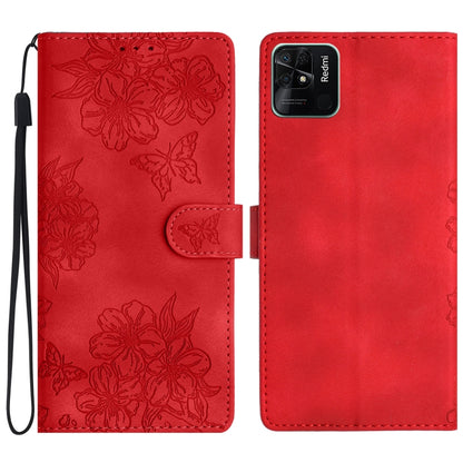 Cherry Blossom Butterfly Skin Feel Embossed PU Phone Case, For Xiaomi Redmi 13C 4G Global, For Xiaomi Redmi 12, For Xiaomi Redmi Note 12S, For Xiaomi Redmi Note 12 Global, For Xiaomi Redmi Note 12 Pro Global, For Xiaomi Redmi A1                        ...