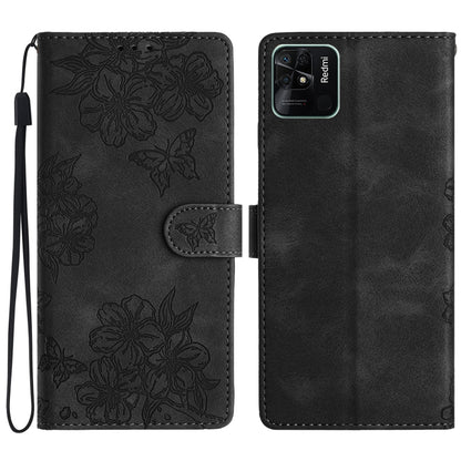 Cherry Blossom Butterfly Skin Feel Embossed PU Phone Case, For Xiaomi Redmi 13C 4G Global, For Xiaomi Redmi 12, For Xiaomi Redmi Note 12S, For Xiaomi Redmi Note 12 Global, For Xiaomi Redmi Note 12 Pro Global, For Xiaomi Redmi A1                        ...