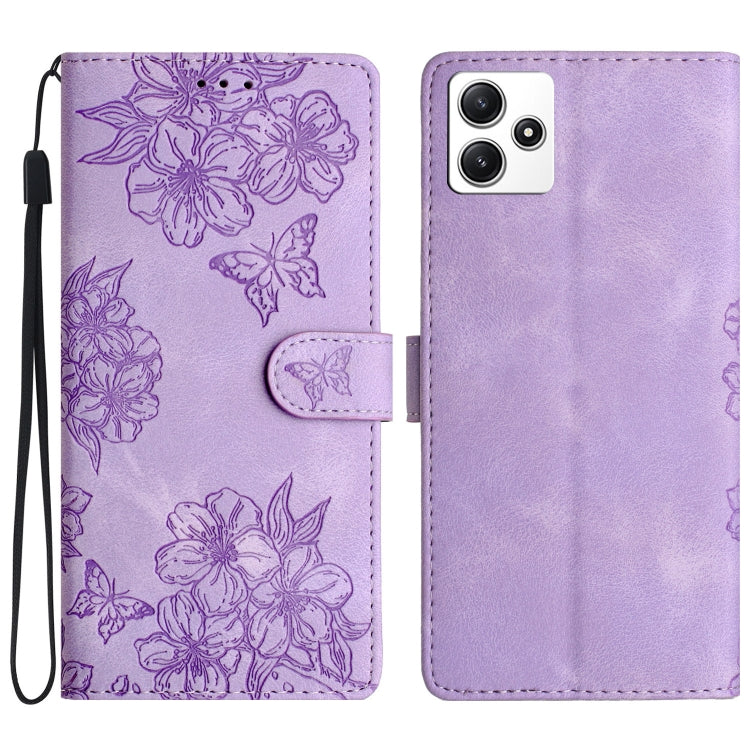 Cherry Blossom Butterfly Skin Feel Embossed PU Phone Case, For Xiaomi Redmi 13C 4G Global, For Xiaomi Redmi 12, For Xiaomi Redmi Note 12S, For Xiaomi Redmi Note 12 Global, For Xiaomi Redmi Note 12 Pro Global, For Xiaomi Redmi A1                        ...