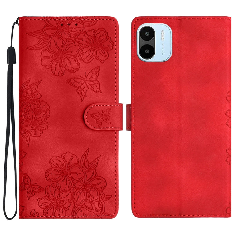 Cherry Blossom Butterfly Skin Feel Embossed PU Phone Case, For Xiaomi Redmi 13C 4G Global, For Xiaomi Redmi 12, For Xiaomi Redmi Note 12S, For Xiaomi Redmi Note 12 Global, For Xiaomi Redmi Note 12 Pro Global, For Xiaomi Redmi A1                        ...