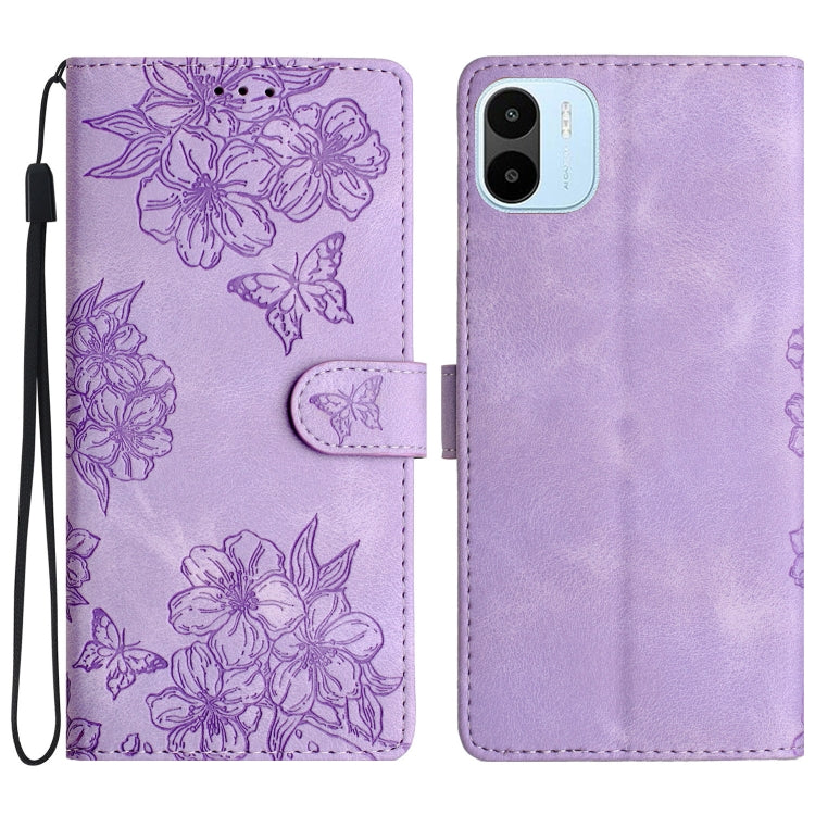 Cherry Blossom Butterfly Skin Feel Embossed PU Phone Case, For Xiaomi Redmi 13C 4G Global, For Xiaomi Redmi 12, For Xiaomi Redmi Note 12S, For Xiaomi Redmi Note 12 Global, For Xiaomi Redmi Note 12 Pro Global, For Xiaomi Redmi A1                        ...