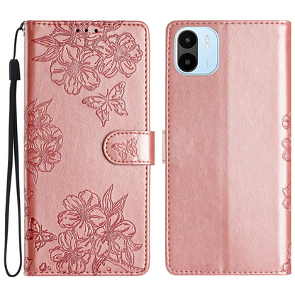 Cherry Blossom Butterfly Skin Feel Embossed PU Phone Case, For Xiaomi Redmi 13C 4G Global, For Xiaomi Redmi 12, For Xiaomi Redmi Note 12S, For Xiaomi Redmi Note 12 Global, For Xiaomi Redmi Note 12 Pro Global, For Xiaomi Redmi A1                        ...