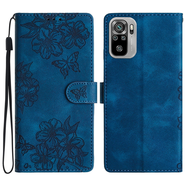 Cherry Blossom Butterfly Skin Feel Embossed PU Phone Case, For Xiaomi Redmi 10, For Xiaomi Redmi Note 10 5G, For Xiaomi Redmi Note 10S, For Xiaomi Redmi Note 10 Pro Max, For Xiaomi Redmi Note 10 Pro, For Xiaomi Redmi Note 10 4G                         ...