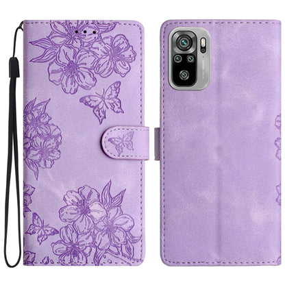 Cherry Blossom Butterfly Skin Feel Embossed PU Phone Case, For Xiaomi Redmi 10, For Xiaomi Redmi Note 10 5G, For Xiaomi Redmi Note 10S, For Xiaomi Redmi Note 10 Pro Max, For Xiaomi Redmi Note 10 Pro, For Xiaomi Redmi Note 10 4G                         ...
