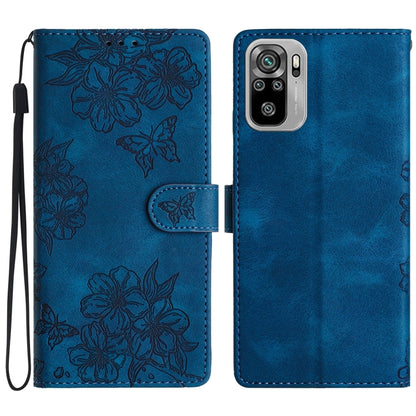 Cherry Blossom Butterfly Skin Feel Embossed PU Phone Case, For Xiaomi Redmi 10, For Xiaomi Redmi Note 10 5G, For Xiaomi Redmi Note 10S, For Xiaomi Redmi Note 10 Pro Max, For Xiaomi Redmi Note 10 Pro, For Xiaomi Redmi Note 10 4G                         ...