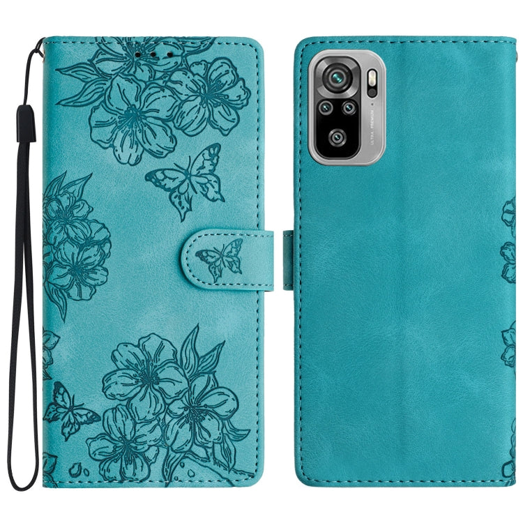 Cherry Blossom Butterfly Skin Feel Embossed PU Phone Case, For Xiaomi Redmi 10, For Xiaomi Redmi Note 10 5G, For Xiaomi Redmi Note 10S, For Xiaomi Redmi Note 10 Pro Max, For Xiaomi Redmi Note 10 Pro, For Xiaomi Redmi Note 10 4G                         ...