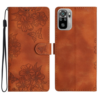 Cherry Blossom Butterfly Skin Feel Embossed PU Phone Case, For Xiaomi Redmi 10, For Xiaomi Redmi Note 10 5G, For Xiaomi Redmi Note 10S, For Xiaomi Redmi Note 10 Pro Max, For Xiaomi Redmi Note 10 Pro, For Xiaomi Redmi Note 10 4G                         ...
