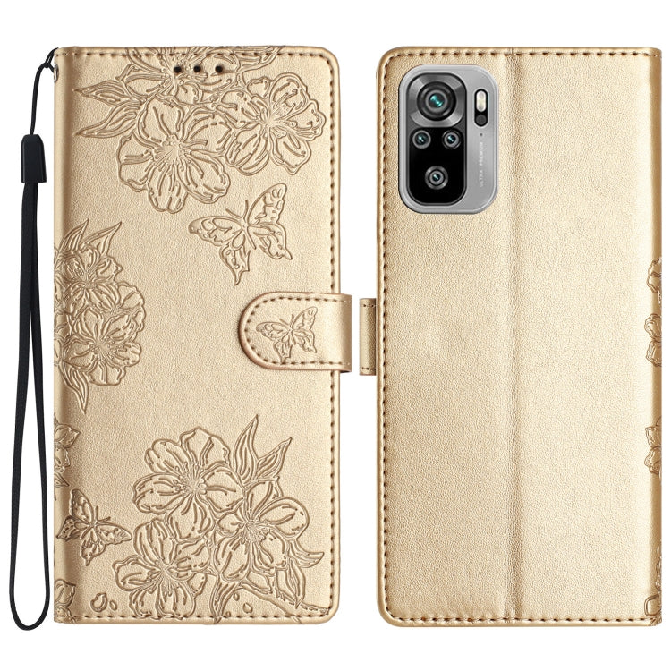 Cherry Blossom Butterfly Skin Feel Embossed PU Phone Case, For Xiaomi Redmi 10, For Xiaomi Redmi Note 10 5G, For Xiaomi Redmi Note 10S, For Xiaomi Redmi Note 10 Pro Max, For Xiaomi Redmi Note 10 Pro, For Xiaomi Redmi Note 10 4G                         ...