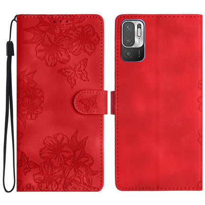 Cherry Blossom Butterfly Skin Feel Embossed PU Phone Case, For Xiaomi Redmi 10, For Xiaomi Redmi Note 10 5G, For Xiaomi Redmi Note 10S, For Xiaomi Redmi Note 10 Pro Max, For Xiaomi Redmi Note 10 Pro, For Xiaomi Redmi Note 10 4G                         ...