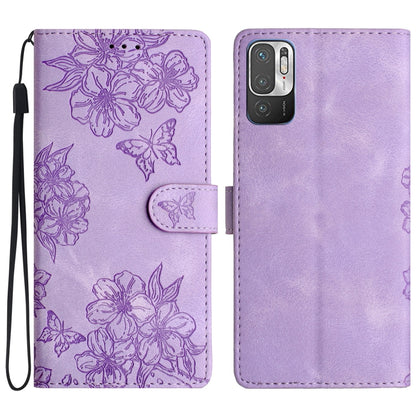 Cherry Blossom Butterfly Skin Feel Embossed PU Phone Case, For Xiaomi Redmi 10, For Xiaomi Redmi Note 10 5G, For Xiaomi Redmi Note 10S, For Xiaomi Redmi Note 10 Pro Max, For Xiaomi Redmi Note 10 Pro, For Xiaomi Redmi Note 10 4G                         ...