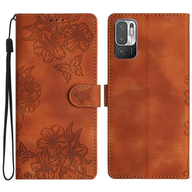 Cherry Blossom Butterfly Skin Feel Embossed PU Phone Case, For Xiaomi Redmi 10, For Xiaomi Redmi Note 10 5G, For Xiaomi Redmi Note 10S, For Xiaomi Redmi Note 10 Pro Max, For Xiaomi Redmi Note 10 Pro, For Xiaomi Redmi Note 10 4G                         ...