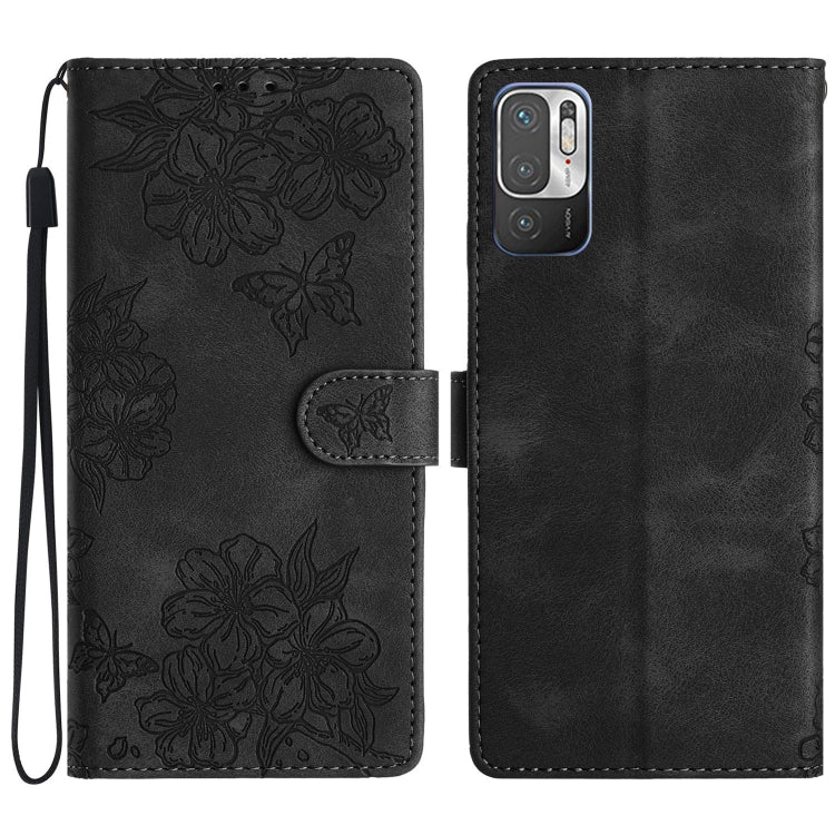Cherry Blossom Butterfly Skin Feel Embossed PU Phone Case, For Xiaomi Redmi 10, For Xiaomi Redmi Note 10 5G, For Xiaomi Redmi Note 10S, For Xiaomi Redmi Note 10 Pro Max, For Xiaomi Redmi Note 10 Pro, For Xiaomi Redmi Note 10 4G                         ...