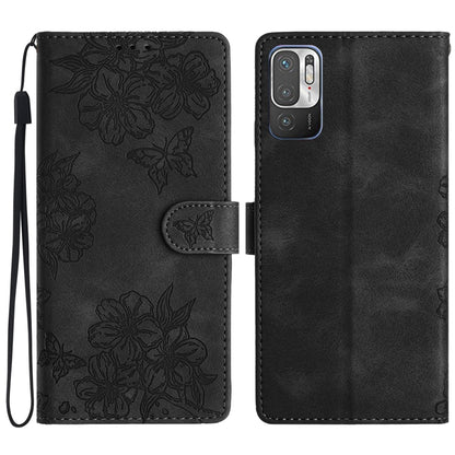 Cherry Blossom Butterfly Skin Feel Embossed PU Phone Case, For Xiaomi Redmi 10, For Xiaomi Redmi Note 10 5G, For Xiaomi Redmi Note 10S, For Xiaomi Redmi Note 10 Pro Max, For Xiaomi Redmi Note 10 Pro, For Xiaomi Redmi Note 10 4G                         ...