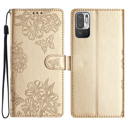 Cherry Blossom Butterfly Skin Feel Embossed PU Phone Case, For Xiaomi Redmi 10, For Xiaomi Redmi Note 10 5G, For Xiaomi Redmi Note 10S, For Xiaomi Redmi Note 10 Pro Max, For Xiaomi Redmi Note 10 Pro, For Xiaomi Redmi Note 10 4G                         ...