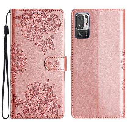 Cherry Blossom Butterfly Skin Feel Embossed PU Phone Case, For Xiaomi Redmi 10, For Xiaomi Redmi Note 10 5G, For Xiaomi Redmi Note 10S, For Xiaomi Redmi Note 10 Pro Max, For Xiaomi Redmi Note 10 Pro, For Xiaomi Redmi Note 10 4G                         ...