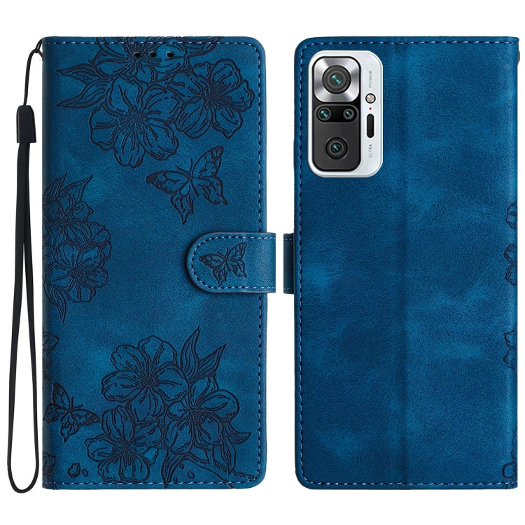 Cherry Blossom Butterfly Skin Feel Embossed PU Phone Case, For Xiaomi Redmi 10, For Xiaomi Redmi Note 10 5G, For Xiaomi Redmi Note 10S, For Xiaomi Redmi Note 10 Pro Max, For Xiaomi Redmi Note 10 Pro, For Xiaomi Redmi Note 10 4G                         ...